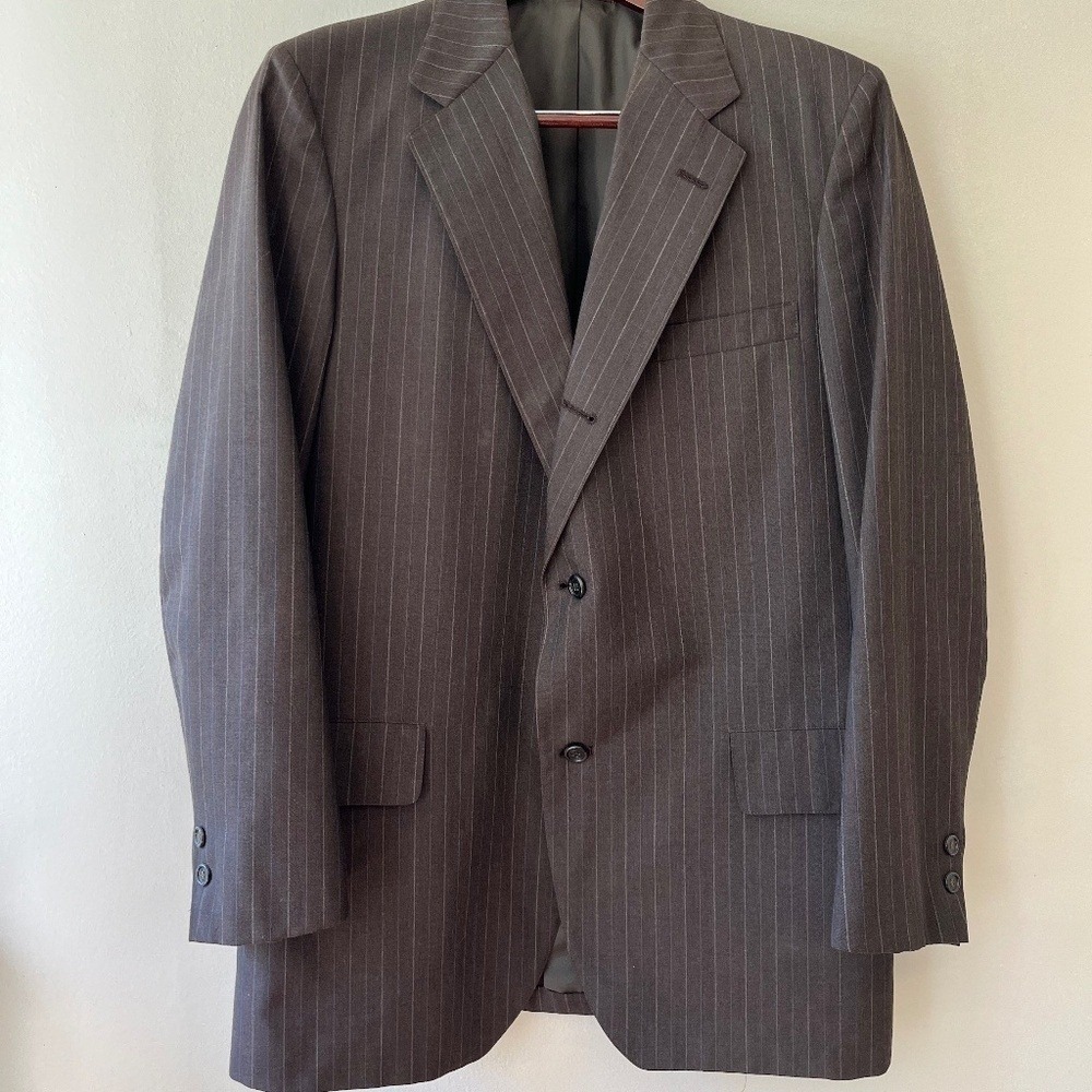 Brooks Brothers Sz 44 Reg. Brown Blazer Mens Striped 2 Button Vented Pockets